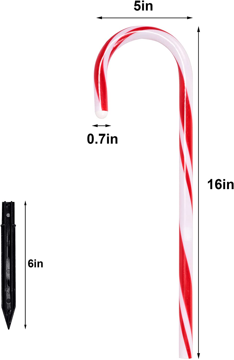 17In Christmas Candy Cane Pathway Markers 6 Pack - Joiedomi