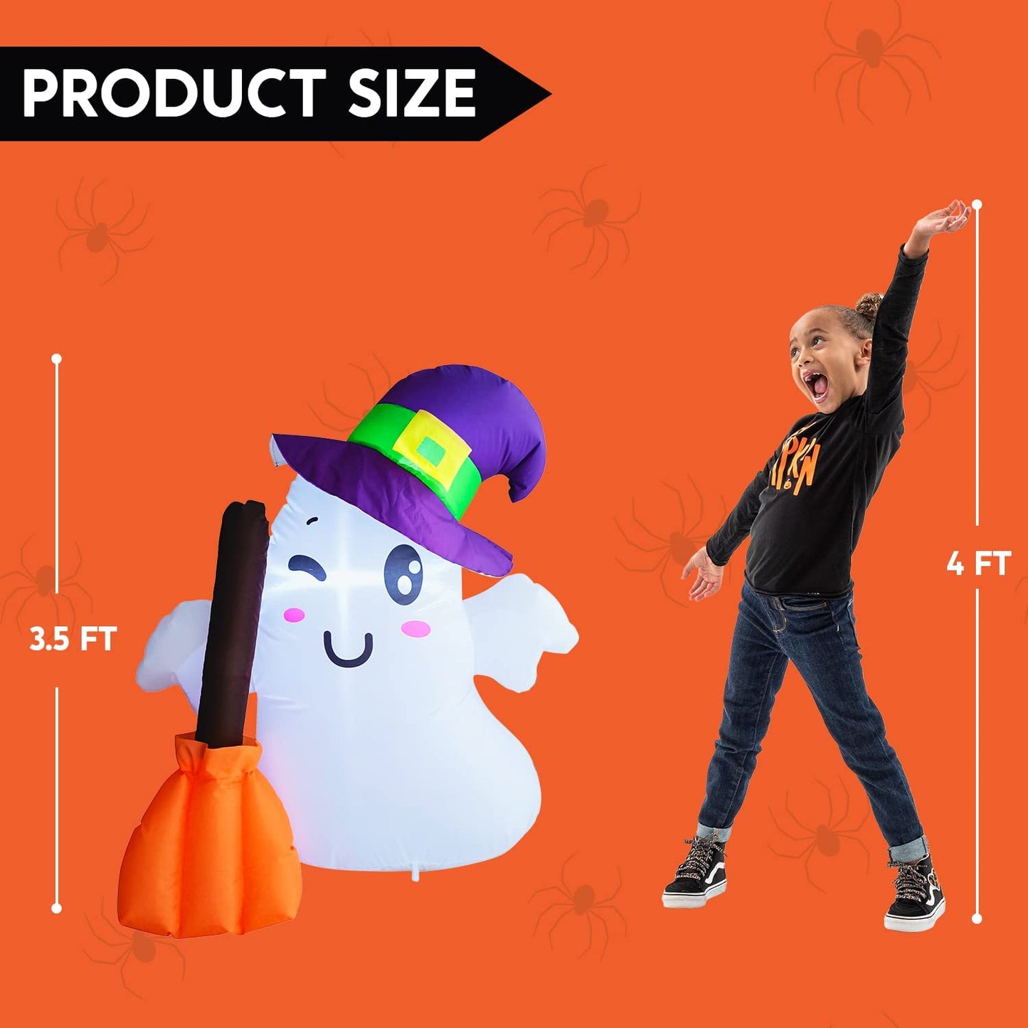 Halloween Wizard Cute Ghost Inflatable with Build-in LEDs