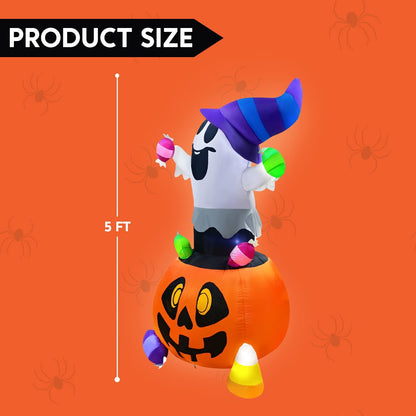 5ft Halloween Inflatable Gripping Candy Ghost