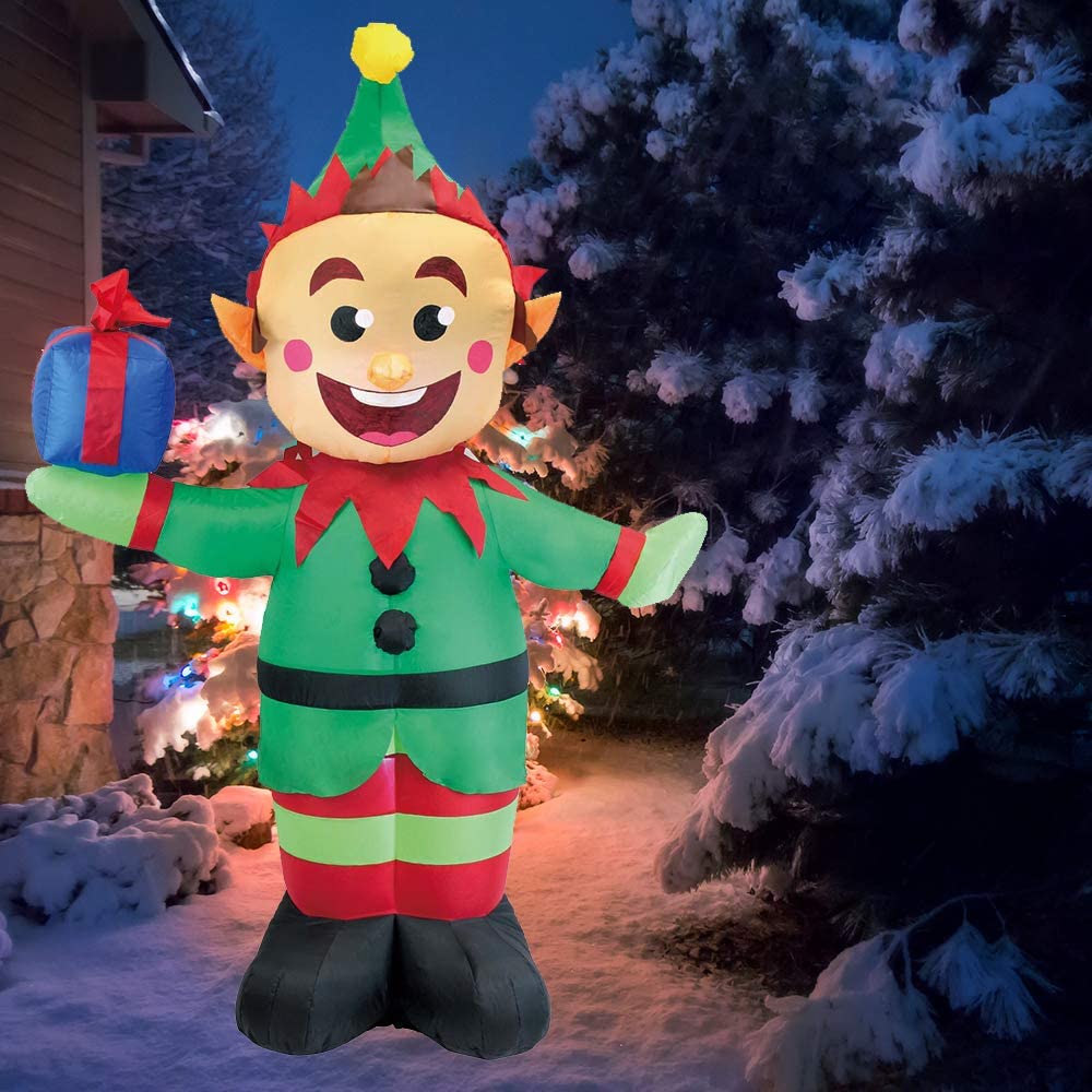 Tall Elf with Present Inflatable (5 ft)