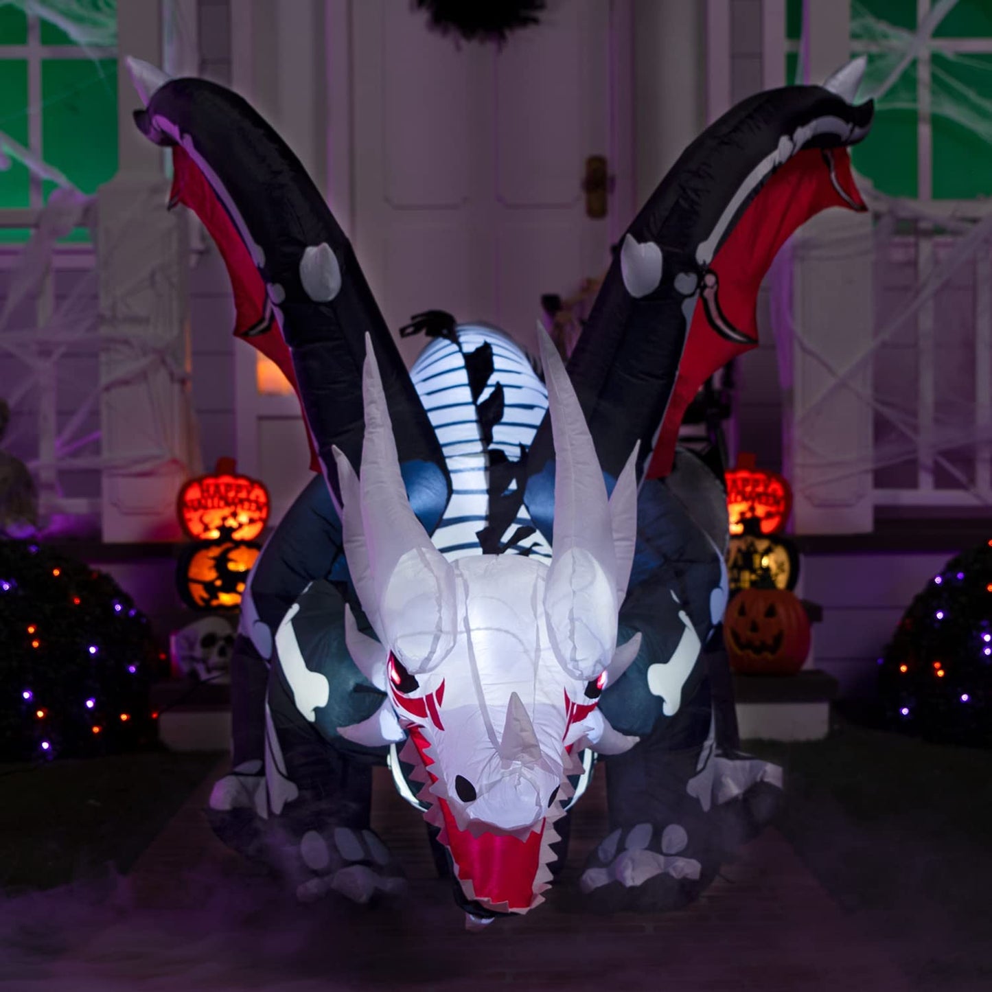 8ft Halloween Inflatable Crouching Skeleton Dragon