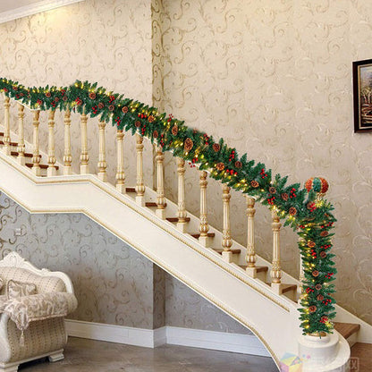 9 ft Artificial Garland with100 LED Lights & Decorations