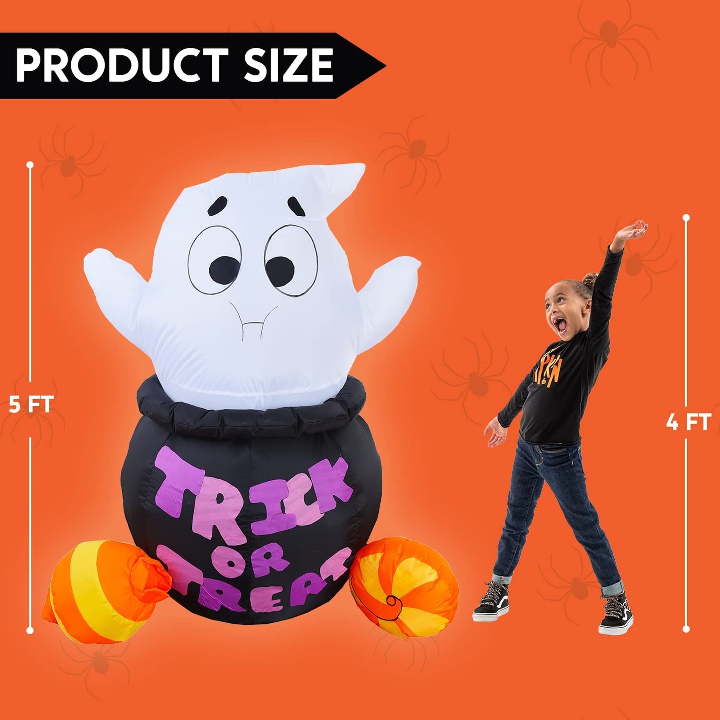 5ft Halloween Inflatable Ghost Stuck in Cauldron