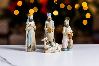 4Pcs Christmas Wisemen Nativity Resin Decoration