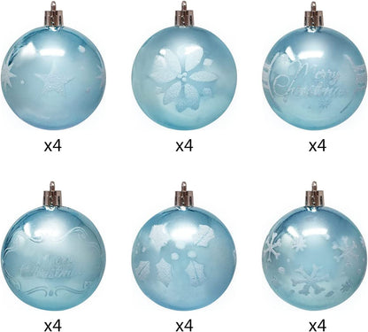 60mm/2.36" Baby Blue Christmas Ornament with Glittering Painting 24Pcs