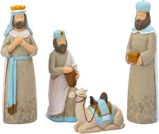 4Pcs Christmas Wisemen Nativity Resin Decoration