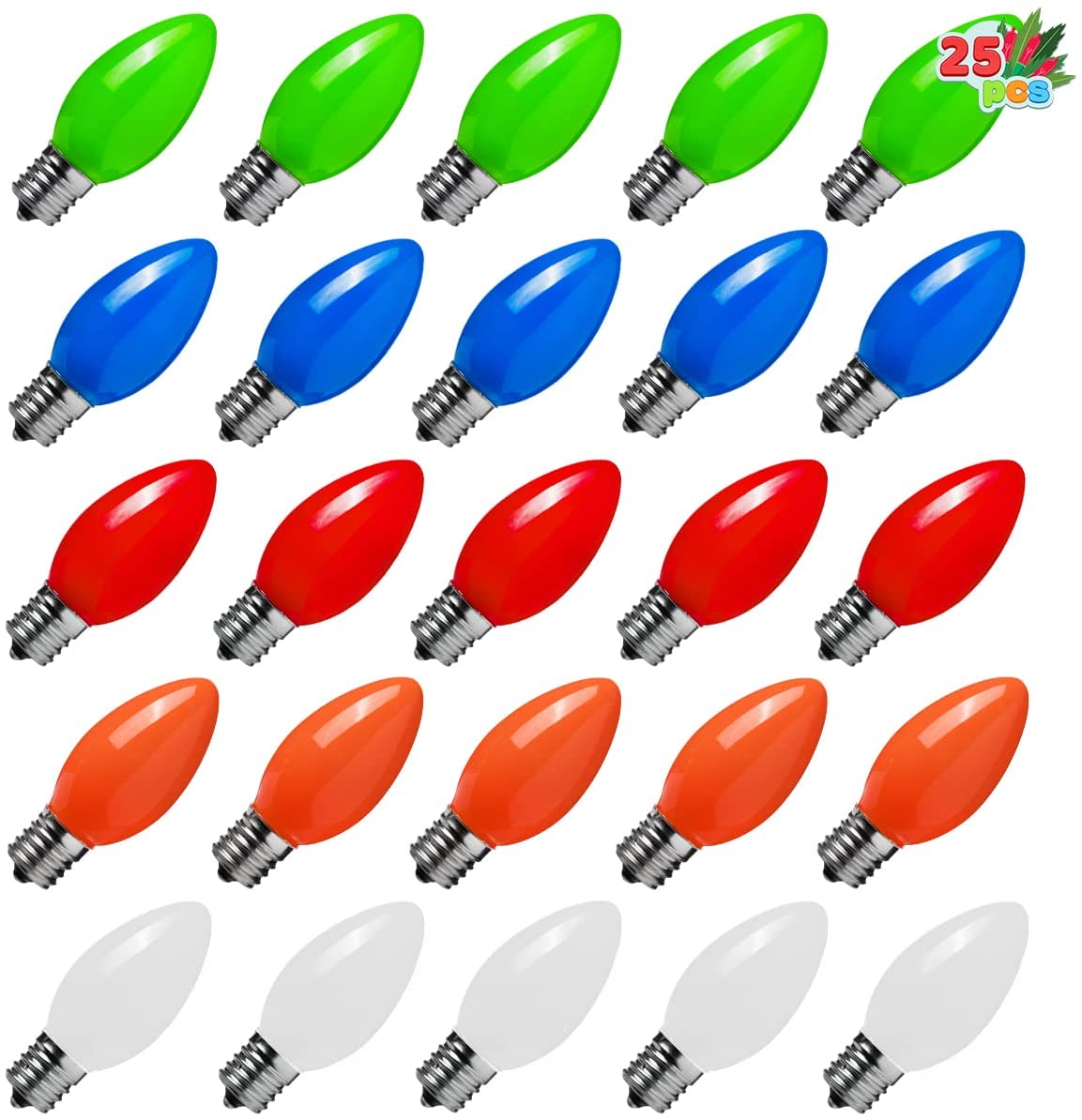 C9 Incandescent Bulb Replacement Multicolor Bulbs 25 Packs
