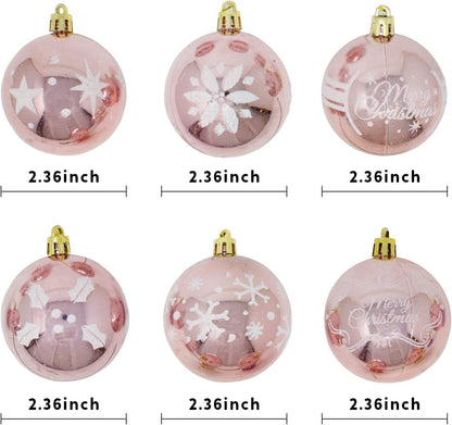 60mm/2.36" Rose Gold Christmas Ornament with Glittering Painting 24Pcs