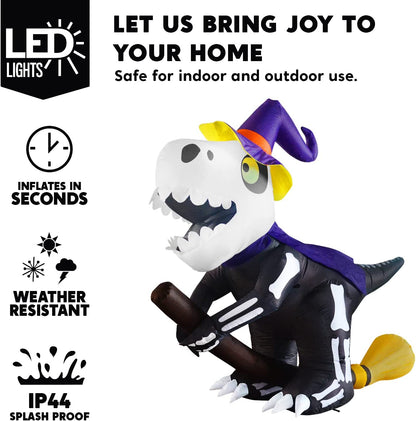 6ft Inflatable Skeleton Flying Witch T-rex