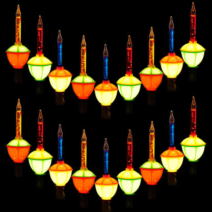9 Count Multicolor Bubble String Lights, 2Pcs