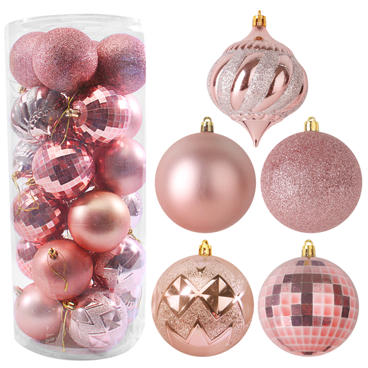 24 Pcs Christmas Ball Ornaments - Champagne