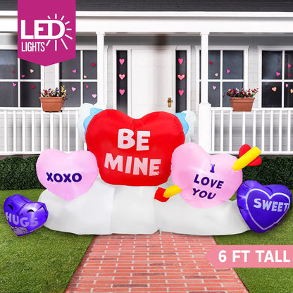 Large Long Hearts Patch Valentine Inflatable (6 ft)