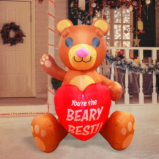 Large Teddy Bear with Heart Valentine Inflatable (6ft)