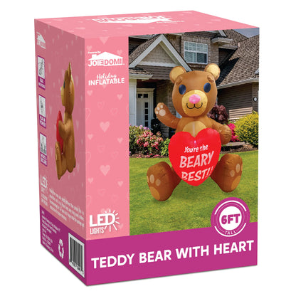 Large Brown Bear with Heart Valentine Inflatable (6ft)