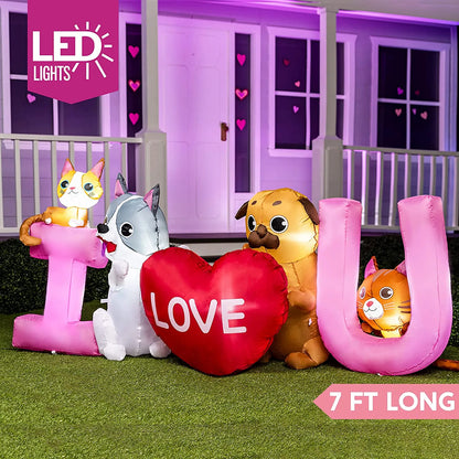 I Love U Cute Puppy and Kitty with LED Lights