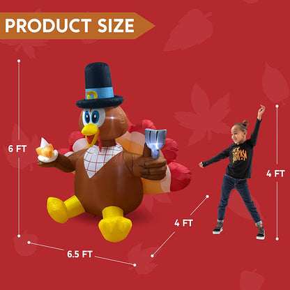 6 Feet Thanksgiving Inflatable Turkey Eating Pie