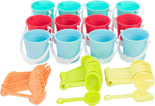 Beach Sand Bucket and Shovel Set, 12 Pack