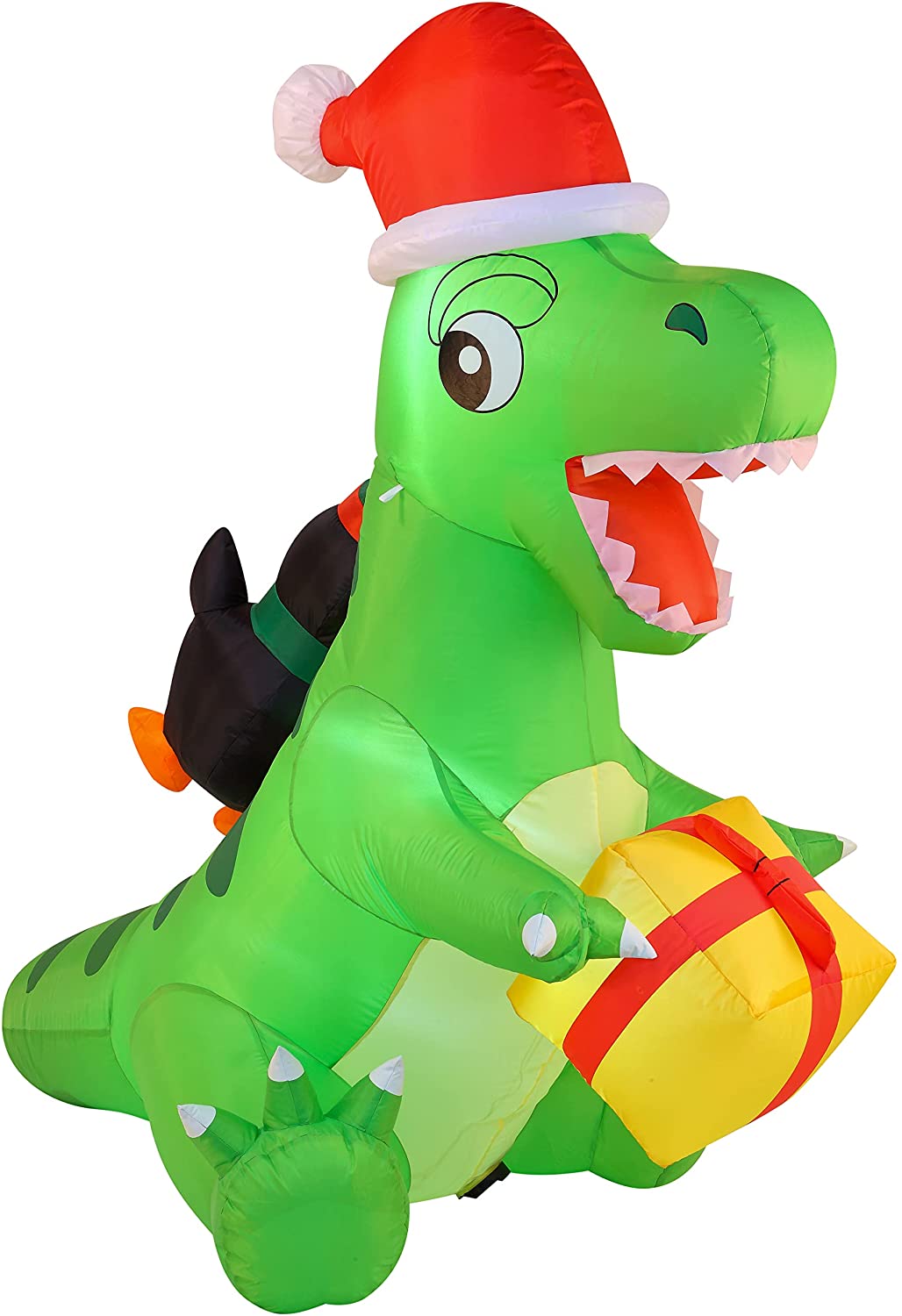 6 FT Tall Inflatable Penguin Sledding on Dinosaur