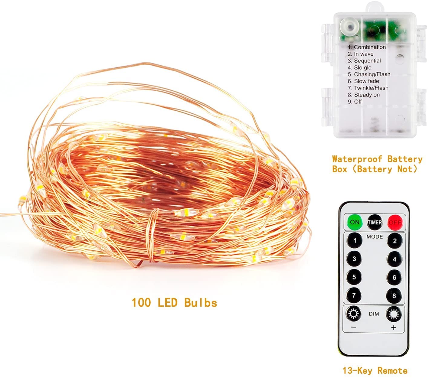 100 LED Fairy Lights 33FT Battery Operated