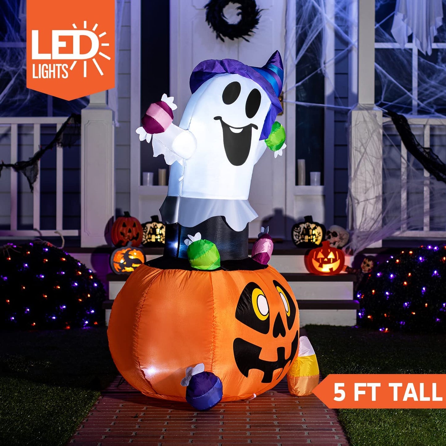 5ft Halloween Inflatable Gripping Candy Ghost