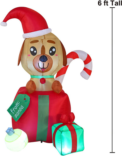 6 FT Tall Inflatable A Puppy in A Gift