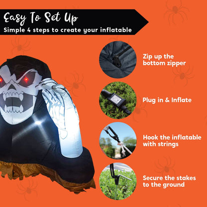 4ft Halloween Inflatable Reaper Ground Breaker with Hands