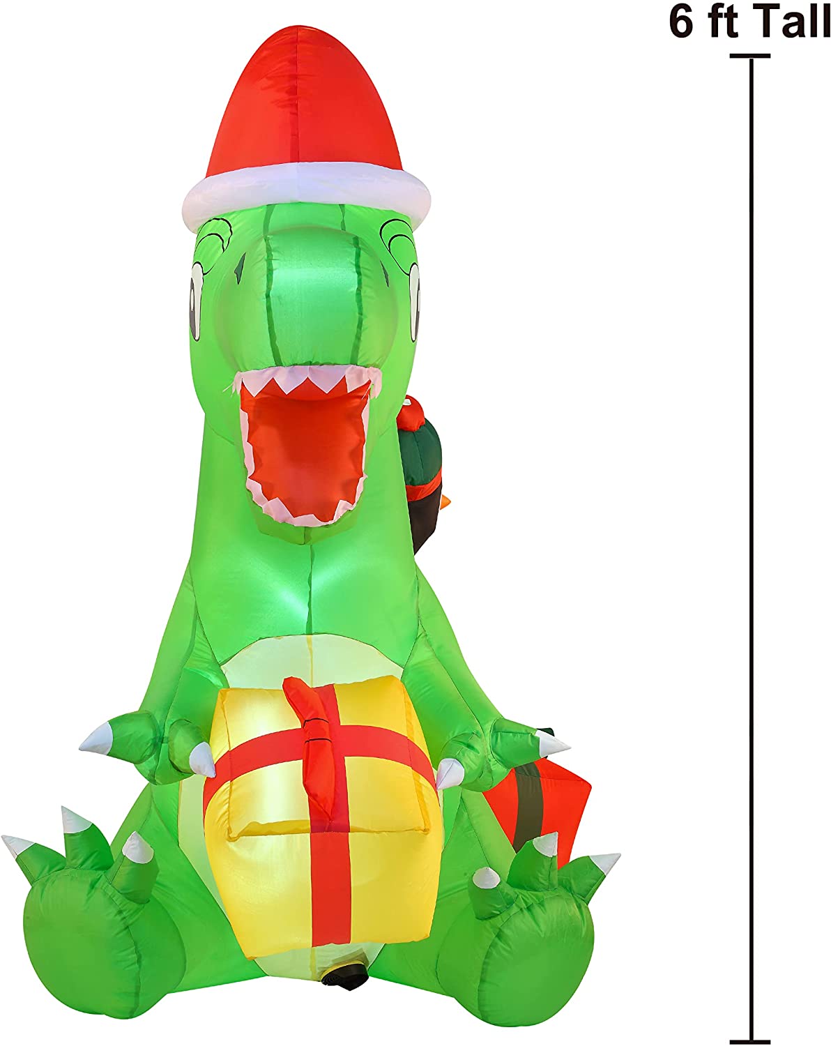 6 FT Tall Inflatable Penguin Sledding on Dinosaur