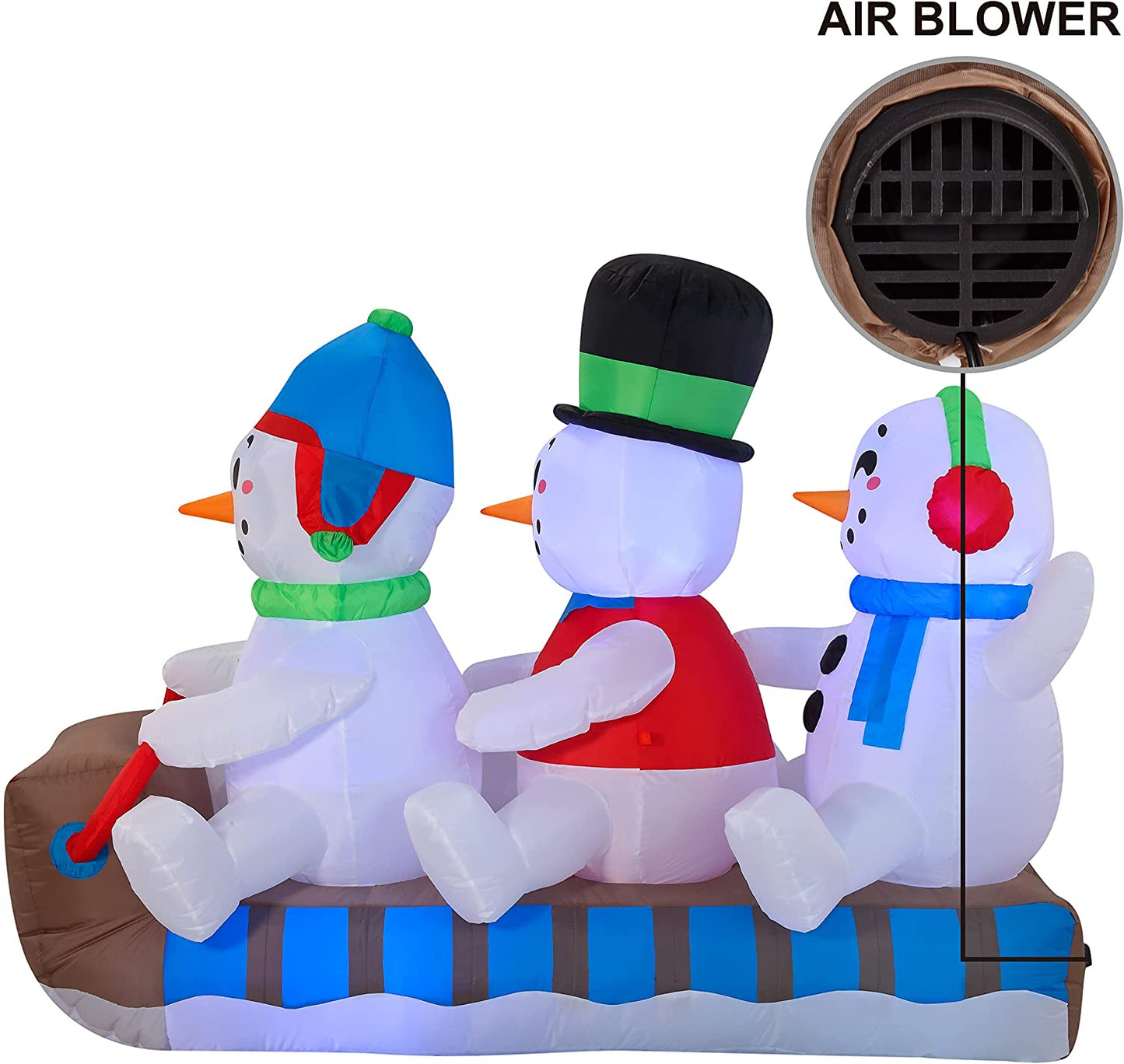 6 FT Long Christmas Inflatable Snowmen On The Sleighs