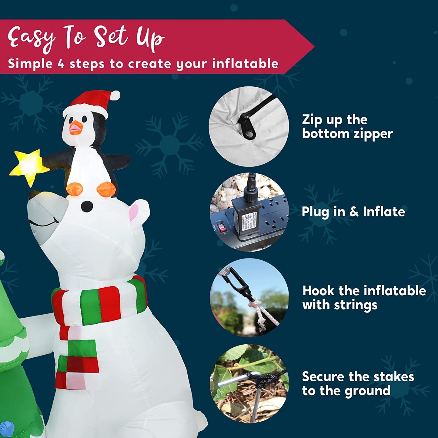 Large Polar Bear Christmas Tree Inflatable (6 ft)