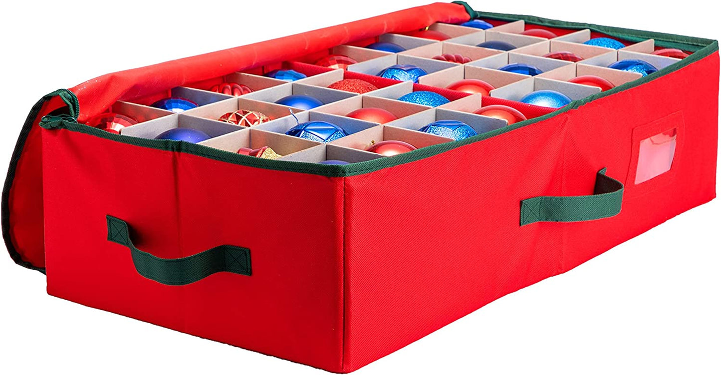Underbed Christmas Ornament Oxford Storage Box (Red)