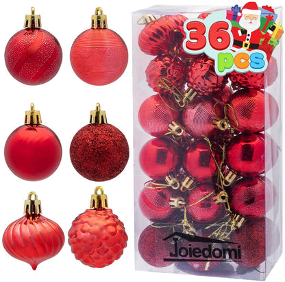 1.57" Red Christmas Ball Ornaments 6Pcs