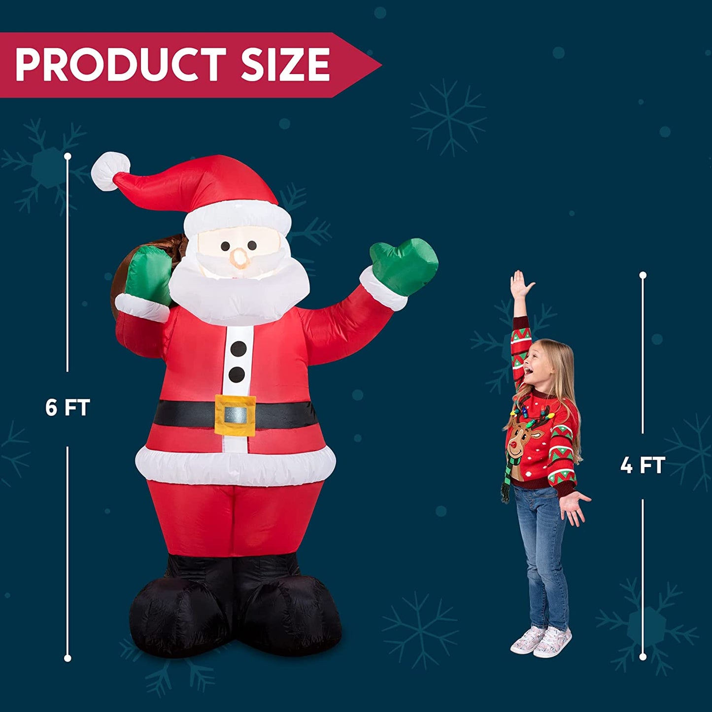Large Waving Santa  Inflatable (6 ft)
