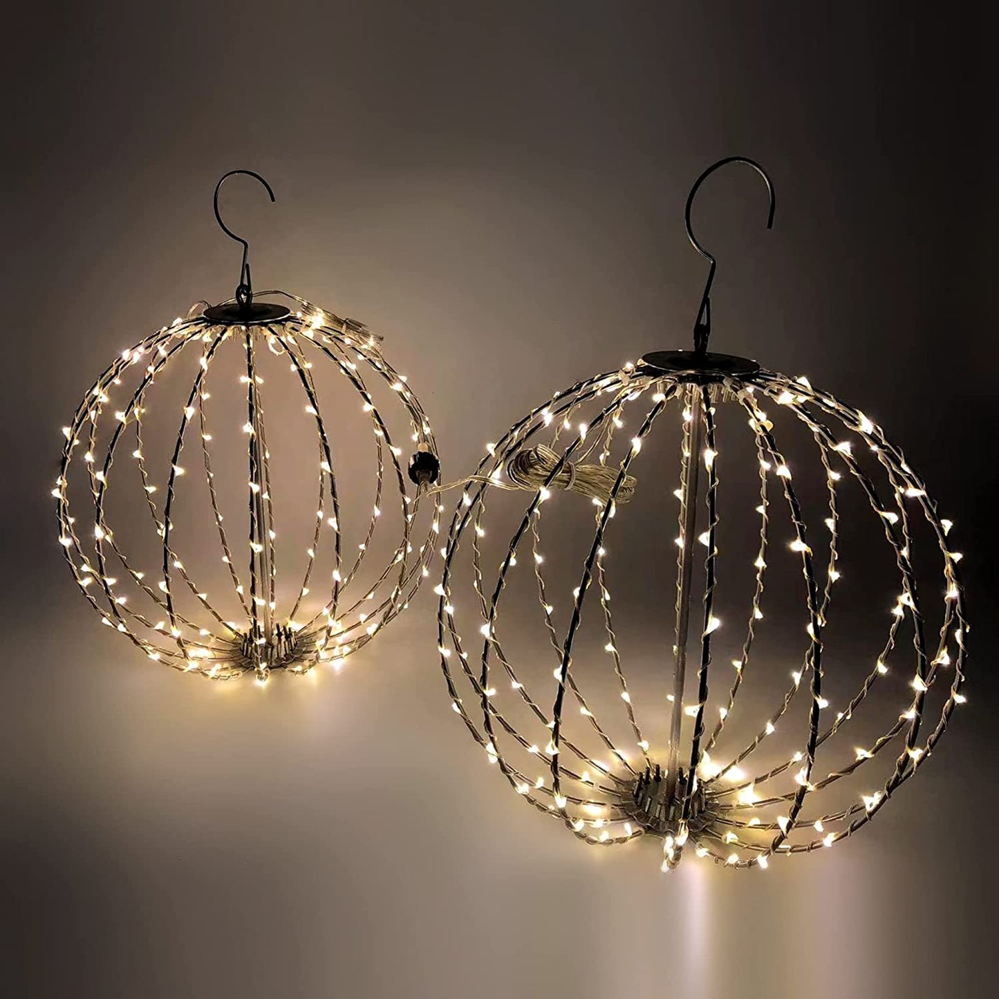 2Pcs LED Hanging Collapsible Ball Lights 12in