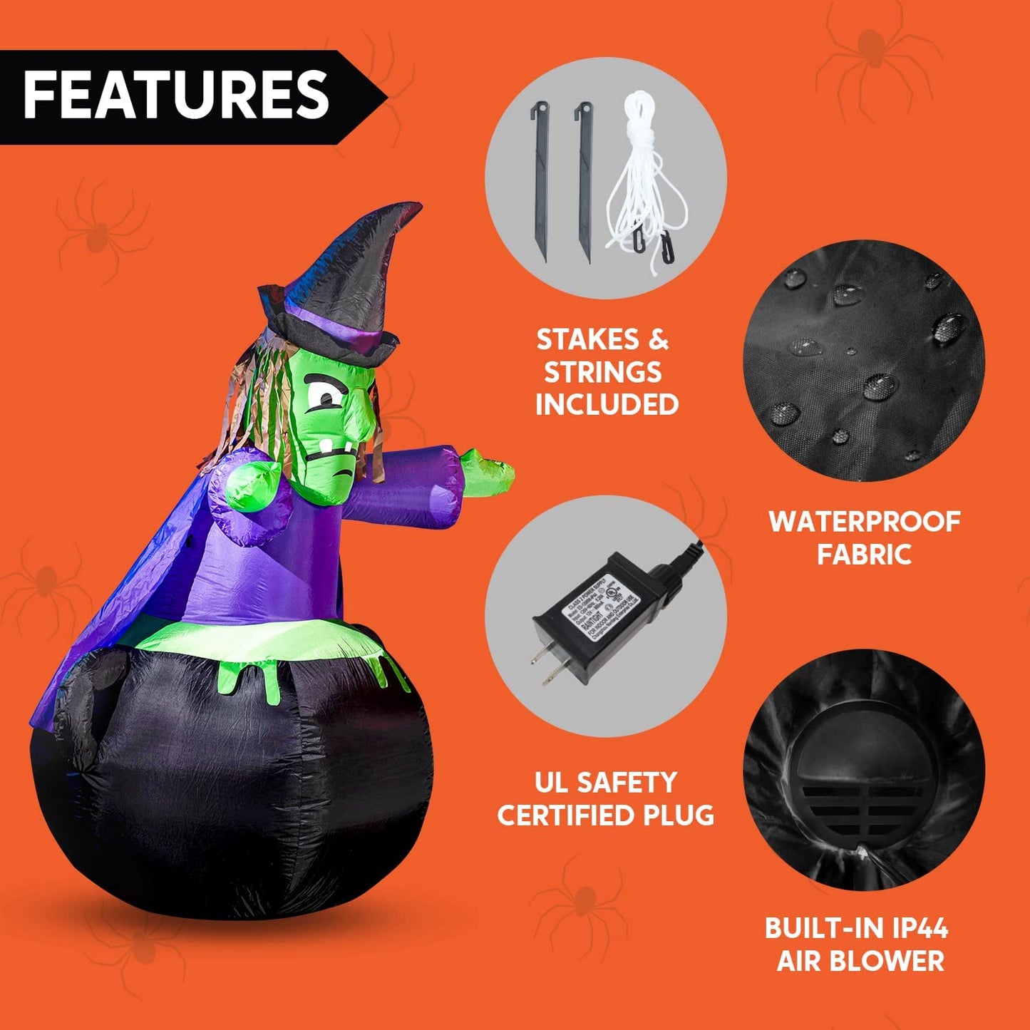 6ft Halloween Inflatable Witch in Cauldron