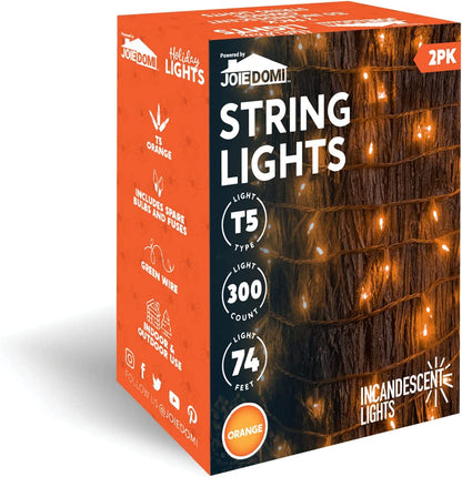 2 Set of 150-Count Orange String Lights