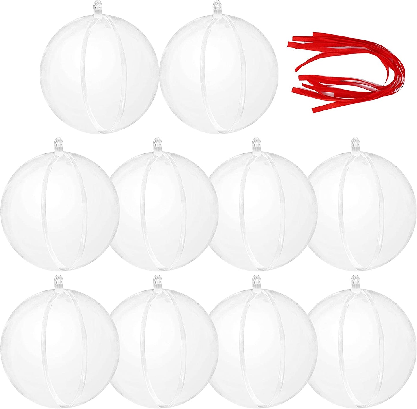 3.15in Plastic Fillable Christmas Ball Ornaments, 10 Pcs