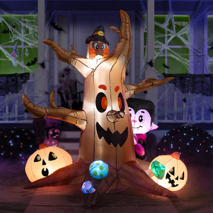 Large Scary Tree with Colorful Neon Light Mushrooms Inflatable (6 ft)
