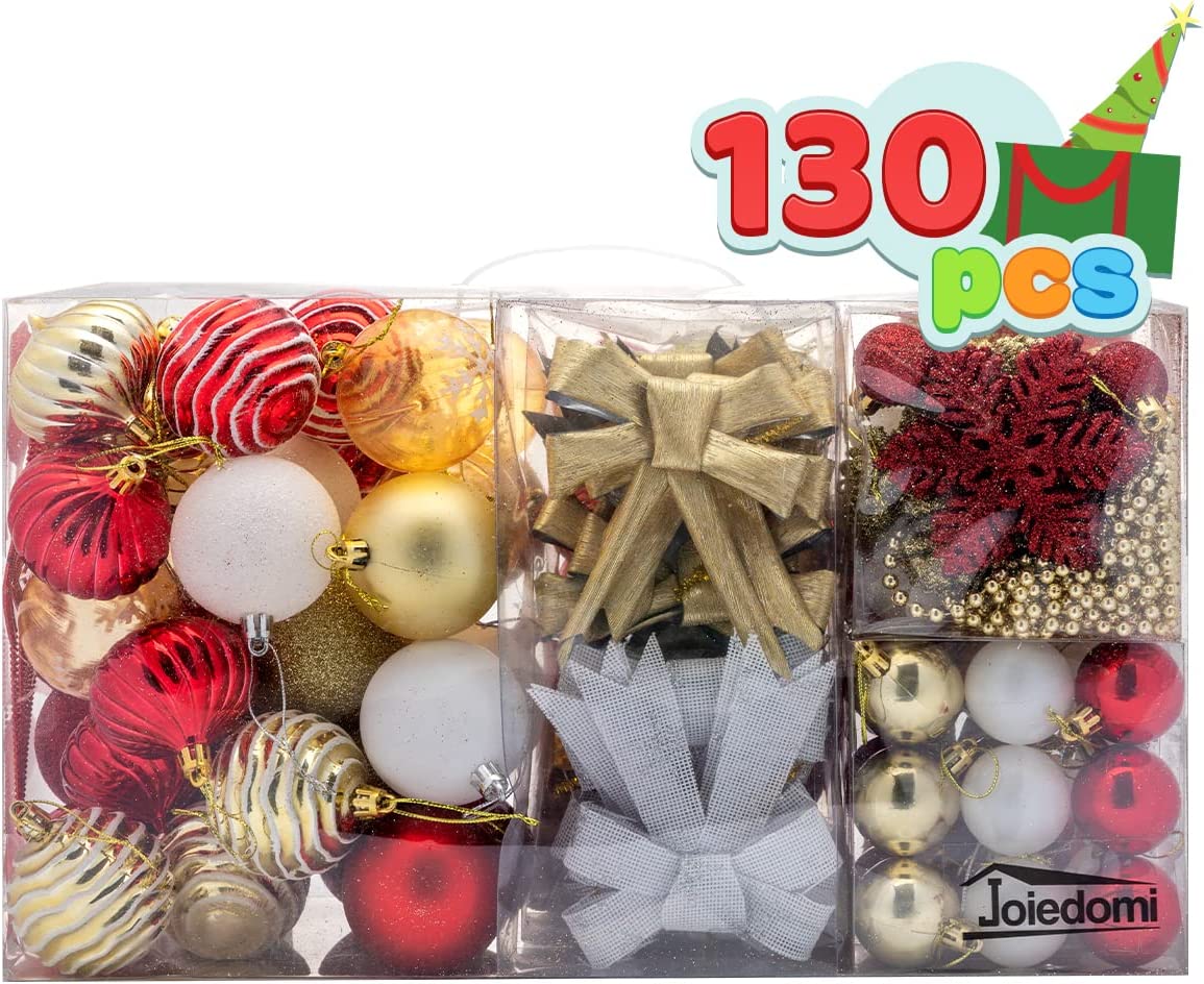 Assorted Ornaments Set with Bow and Ball, 130 Pcs