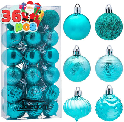 1.57" Teal Christmas Ball Ornaments 36Pcs