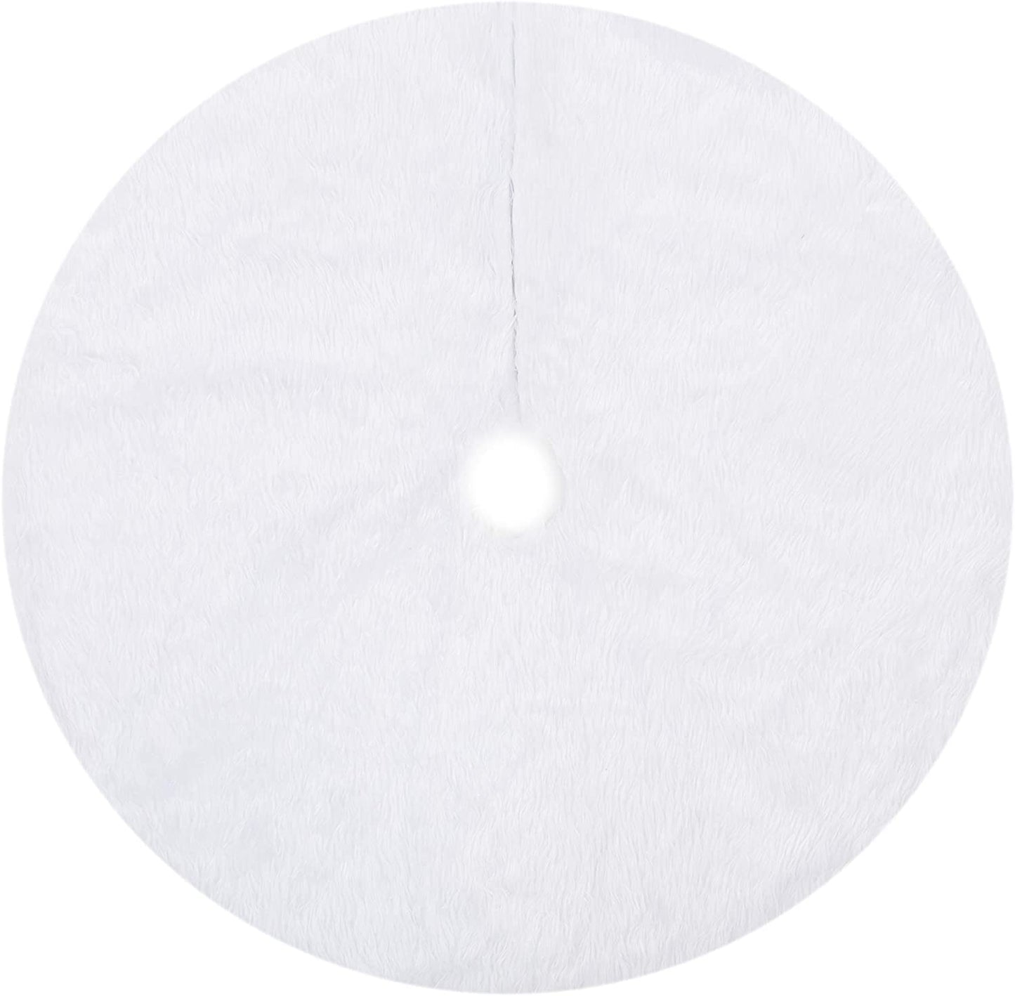 36in Faux Fur Christmas Tree Skirt, Snowy White