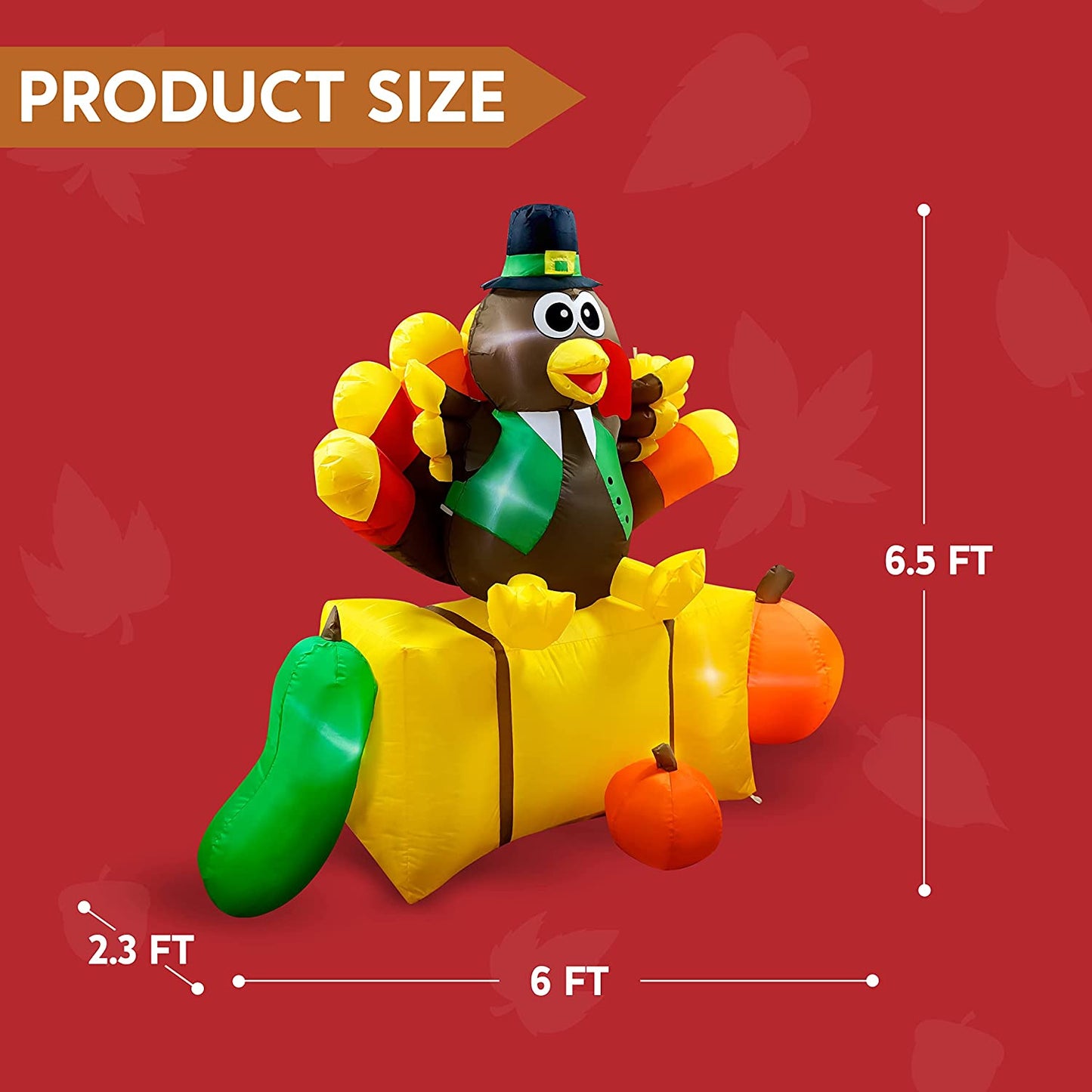 Turkey Sitting on a Straw Bale Thanksgiving Inflatable