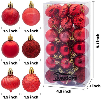 1.57In Red Christmas Ball Ornaments 6Pcs