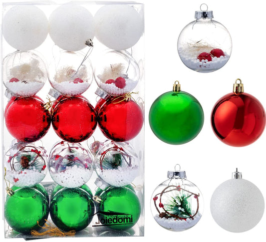 3.15'' Red & Green Assorted Style Christmas Ball Ornaments 30Pcs