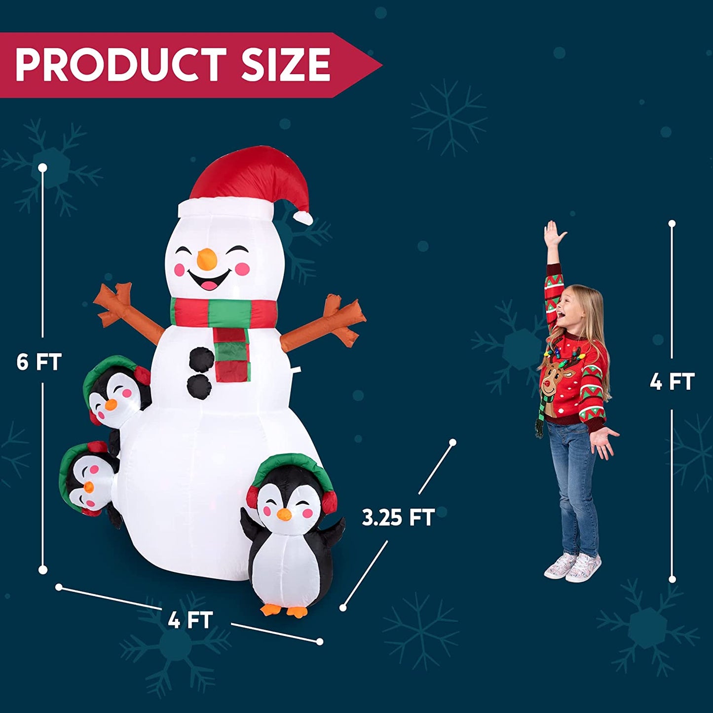 6ft Shinny Snowman Christmas Inflatable