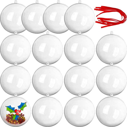 16Pcs Clear Plastic Ball Ornaments 3.94in