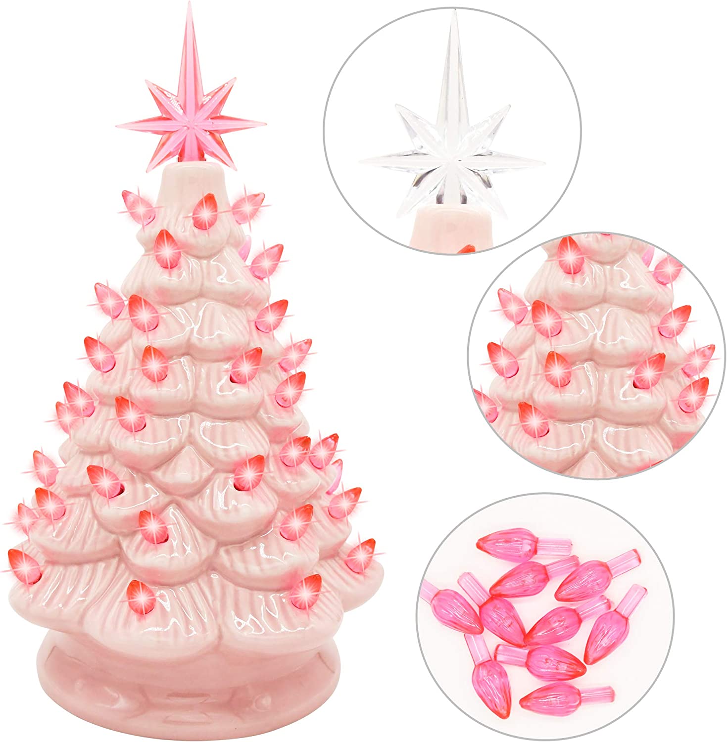 JOIEDOMI | 12 INCHES PINK CERAMIC CHRISTMAS TREE