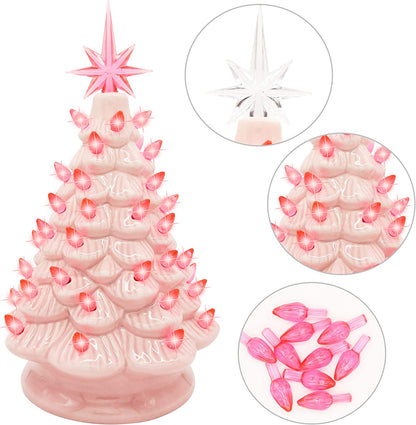 12 Inches Pink Ceramic Christmas Tree
