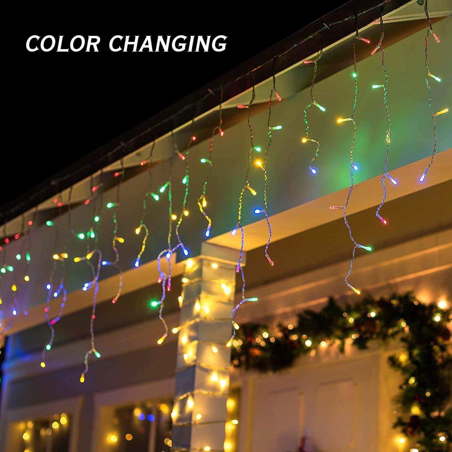 224 LED Christmas Icicle Lights Color Changing