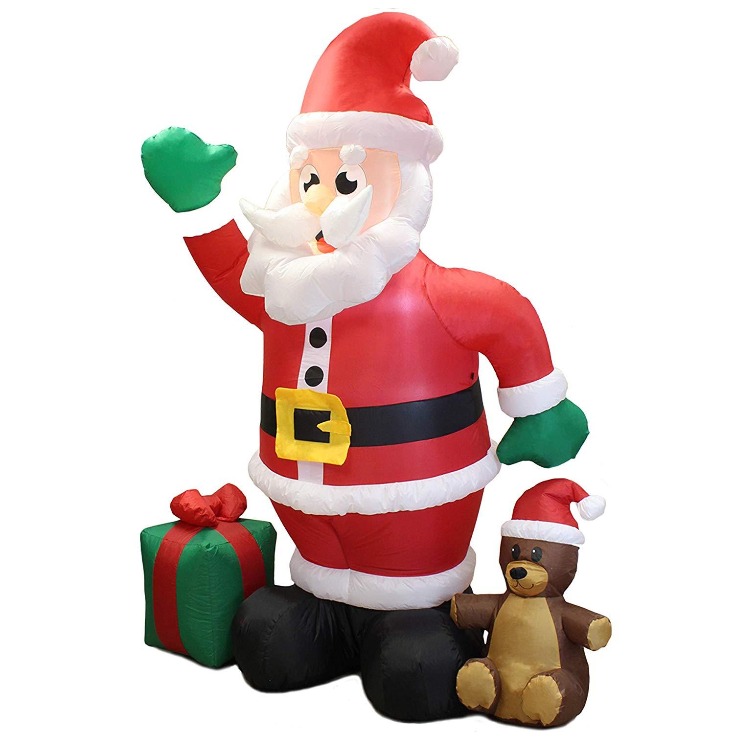 Jumbo Santa With Gift Box Inflatable (8 Ft) - Joiedomi