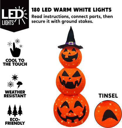 5ft LED Warm Yard Light - Tinsel Stacked Pumpkins